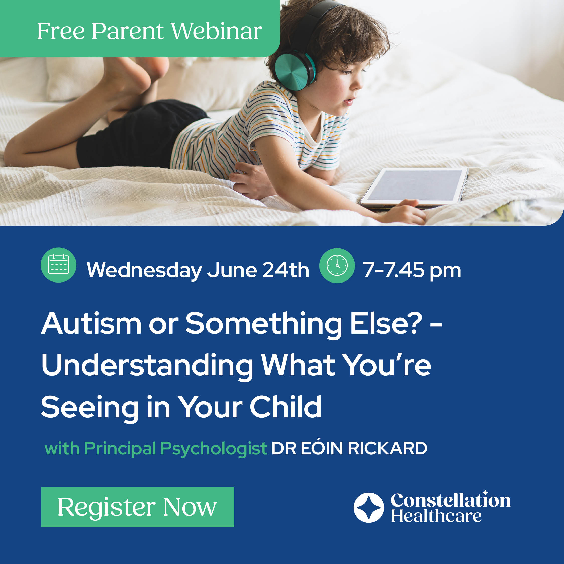 This free webinar for parents, caregivers and educators, led by our Principal Psychologist Dr Eóin Rickard, is designed to help you make sense of what you’re seeing—whether it may be autism or another neurodevelopmental or emotional need such as ADHD, anxiety, or intellectual disabilit